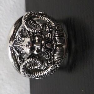 Vintage Whiting & Davis Silver Tone Neptune Hinged Bracelet Rare Collector